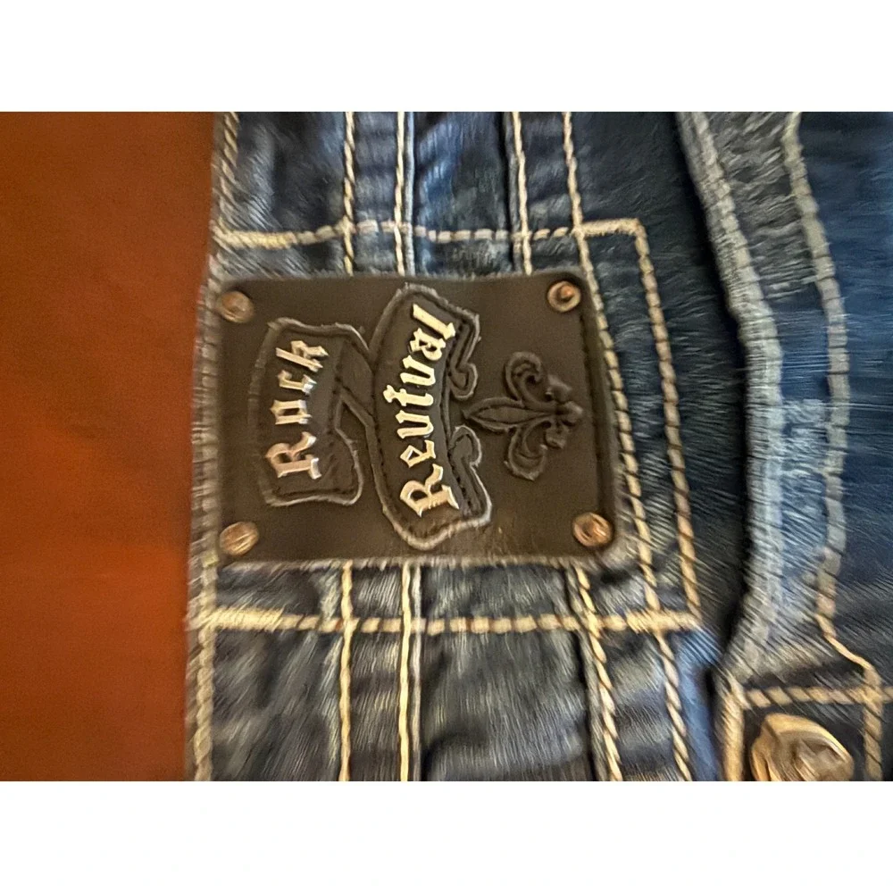 Rock Revival Robert Straight Jeans Sz 36 Blue Cotton Denim Men